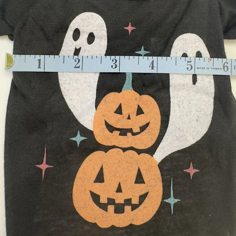 Halloween Novelty Pet Tee Small Ghost and Pumpkin Design Black Dog Costume NEW